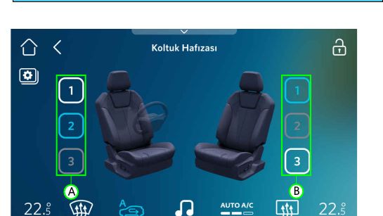Koltuk Hafızası ekranı