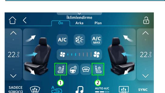 Koltuk ısıtma düğmeleri