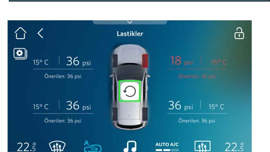 Otomatik öğrenme düğmesi: araç görselinin ortasındaki döngü simgesi