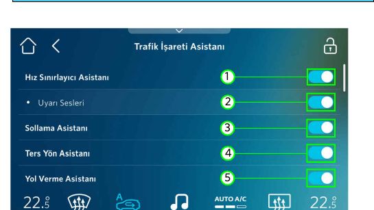 Trafik İşareti Asistanı ayarları