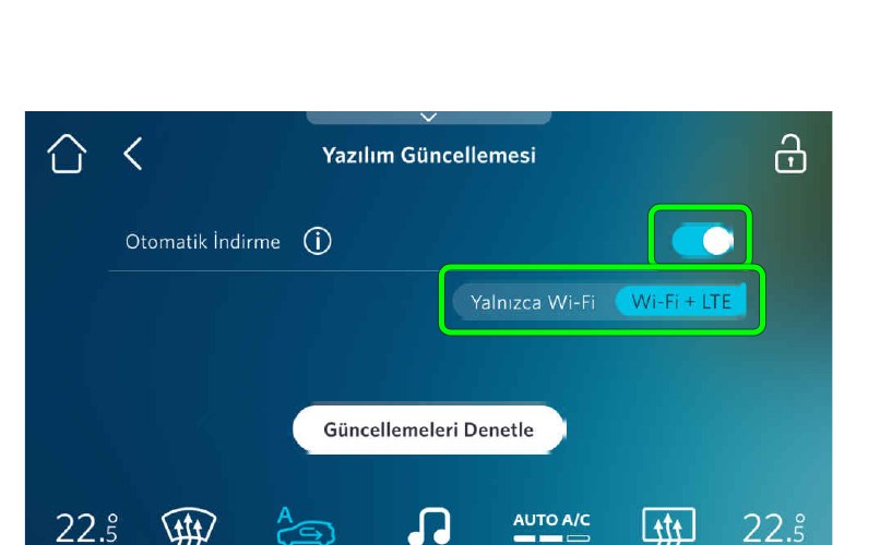 Otomatik İndirme anahtarı ve Yalnızca Wi‑Fi / Wi‑Fi + LTE seçimi